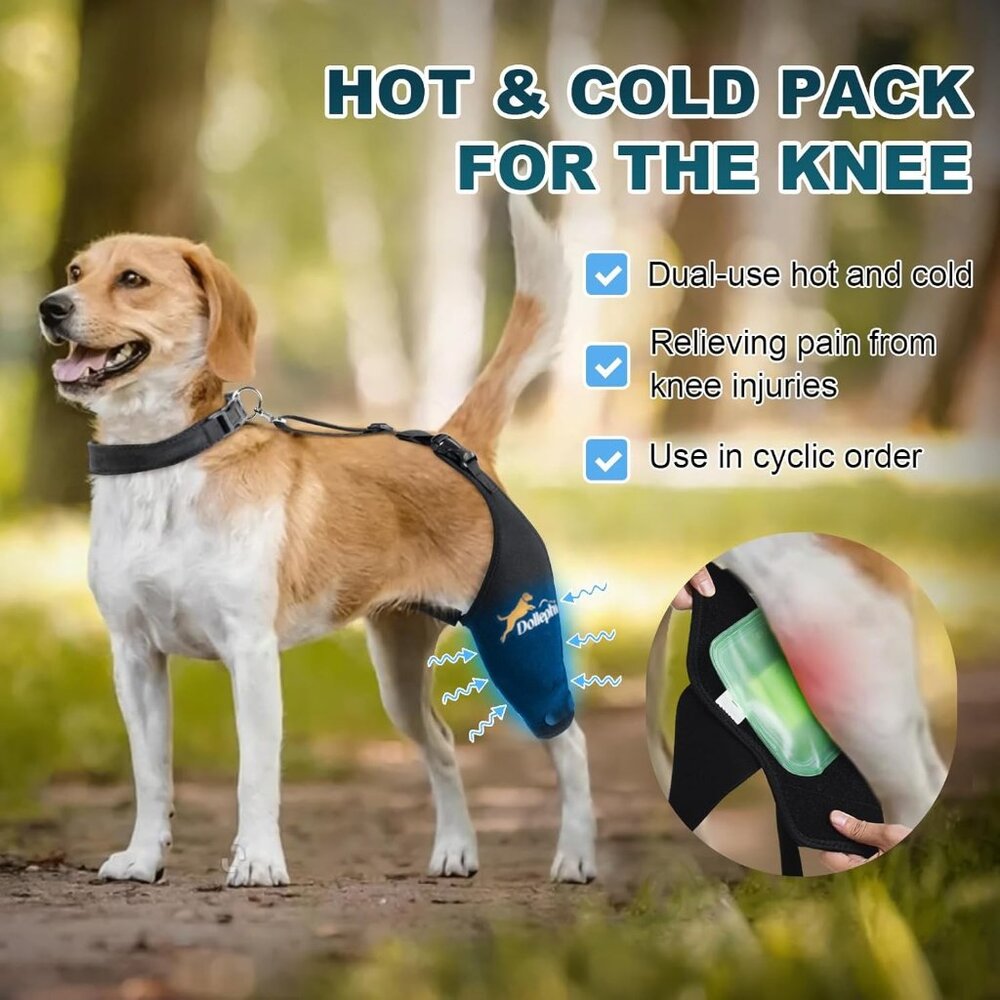 Dog Knee Brace for Torn ACL Hind Leg, Hot/Cold Compress for Patella Dislocation - Picture 2 of 6